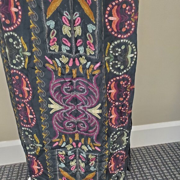 Hermant & Nandita Embroidered Button down Maxi Dress 100% Silk Sz Large Boho - Picture 4 of 13